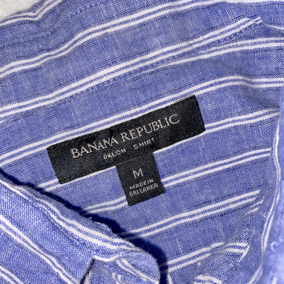 b a n a n a r e p u b l i c || classy blue striped flannel · · · m - Picture 4 of 4